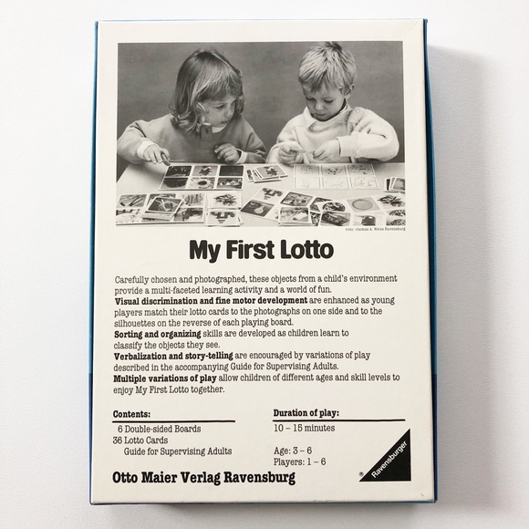 VTG 1988 Ravensburger MY FIRST LOTTO Game Complete With Plastic Tray Insert - Picture 2 of 9